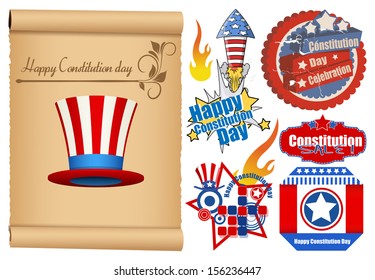 USA Theme Constitution Day Design  Vector Set