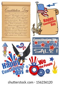 USA Theme Constitution Day Vector Set