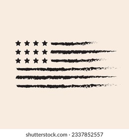 Die USA zerrissen die alte Fahne umrissen Symbol mit Sternen und strukturierten Streifen.