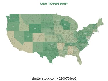 USA Town Map, Political Town Map