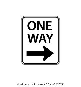 USA Traffic Road Signs. Traffic Flow In The Direction Of The Arrow Only. Vector Illustration