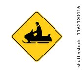 USA traffic road signs. snowmobile ahead or crossing. vector illustration