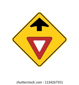 USA traffic road signs. yield sign ahead. vector illustration