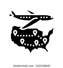 usa travel glyph icon vector. usa travel sign. isolated contour symbol black illustration