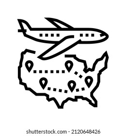 usa travel line icon vector. usa travel sign. isolated contour symbol black illustration