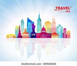 USA travel skyline