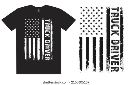 USA Truck Driver Design With Flag