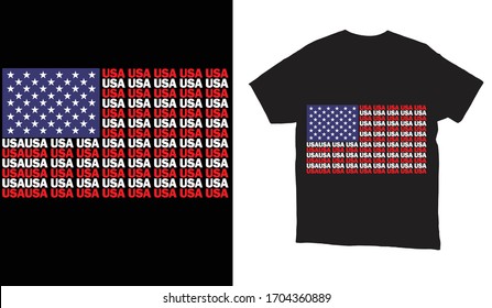 Camisa de la tipografía de Estados Unidos- Bandera Americana-Tipografía Diseño de camiseta con bandera estadounidense