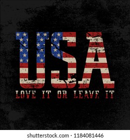 Usa Typography Love Leave American Flag Stock Vector (Royalty Free ...