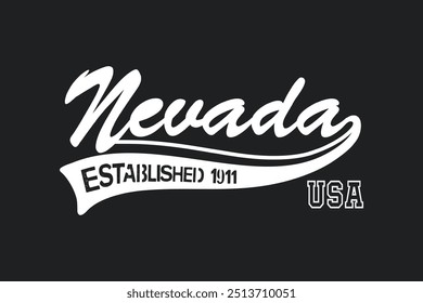 Slogan de tipografia dos EUA, Tipografia de Nevada, impressão gráfica de design de vestuário atlético, NYC Vintage Print para vestuário esportivo, Tipografia esportiva.eps8