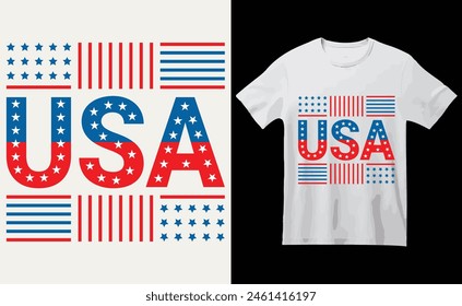 USA Typography T-Shirt Design, USA Independence Day 
