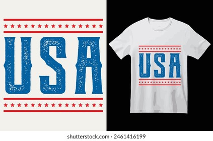 USA Typography T-Shirt Design, USA Independence Day 
