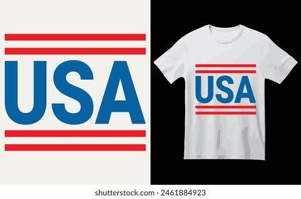 USA Typography T-Shirt Design, USA Independence Day 
