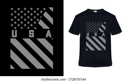 "USA" typography vector Flag day t-shirt template. Can be used for t-shirt print, mug print, pillows, fashion print design, kids wear, baby shower, greeting and postcard. 