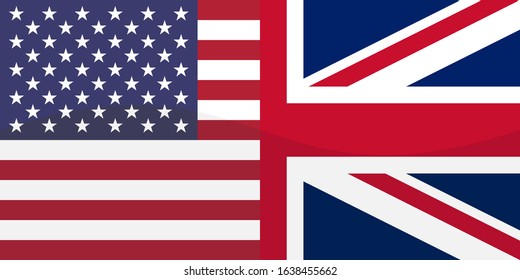 usa and uk flags glossy