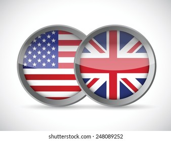 usa and uk union seals illustration design over a white background