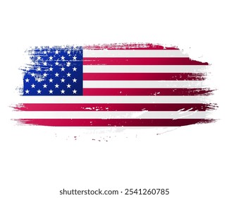 USA united stated of America flag ink texture grunge paint brush stroke. American flag watercolor creative splatter decorative png