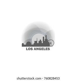 USA United Stated of Anerica Los Angeles black white sunrise sunset city panorama landscape horizon buildings skyline flat icon logo