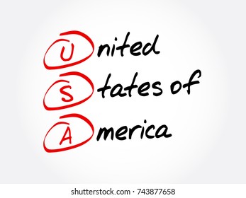 USA - United States of America acronym, concept background