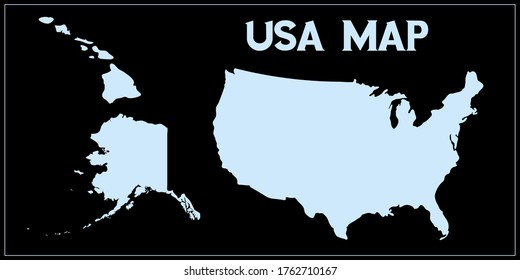 USA United States of America, Alaska and Hawaii isolated vector map silhouette
