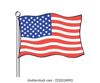 USA, United States of America, American flag icon isolated cartoon vector illustration.