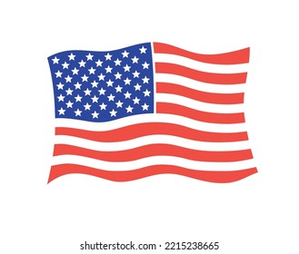 USA, United States of America, American flag isolated flat vector icon.