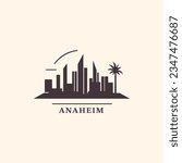 USA United States of America Anaheim modern city landscape skyline logo. Panorama vector flat California state icon with abstract shapes of landmarks, skyscraper, panorama, buildings