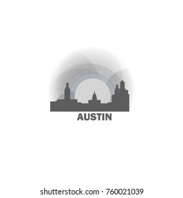 USA United States of America Austin sunrise sunset city panorama landscape skyline flat icon logo