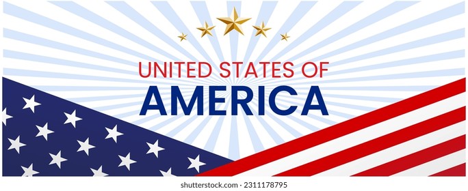 USA United States of America Banner. Set of modern design banner template. American flag. Patriotic poster design. Vector illustration. Independence Day 