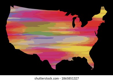 USA United States of America colorful vector map silhouette