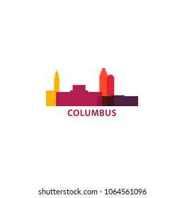 USA United States of America Columbus city skyline landscape silhouette vector logo icon. Cool urban horizon illustration concept