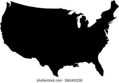 USA United States of America country map vector illustration isolated black