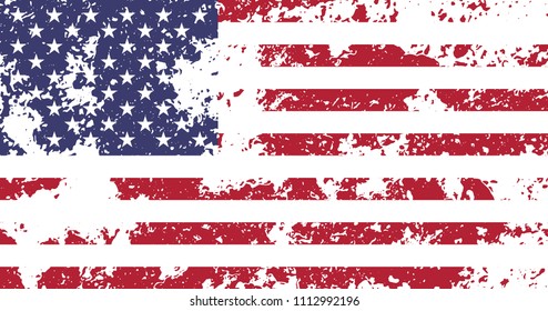 USA, United States of America flag with official proportions and colors, vintage, grnuge texture for wallpapers, design concepts, badges, web, print. Vector illustration.