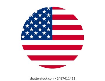 USA, United States of America flag icon. Round flag of usa icon design, vector illustration