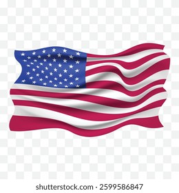 USA united states of America flag for 4th July. Creative American waving flag png transparent background. US flag emoji or icon