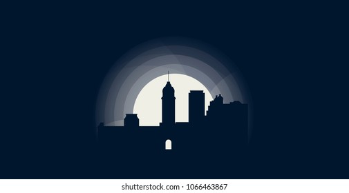 USA United States of America Honolulu city skyline landscape night silhouette vector logo icon. Cool urban horizon illustration concept