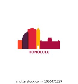 USA United States of America Honolulu city skyline landscape silhouette vector logo icon. Cool urban horizon illustration concept