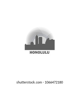 USA United States of America Honolulu city skyline landscape silhouette vector logo icon. Cool urban horizon illustration concept