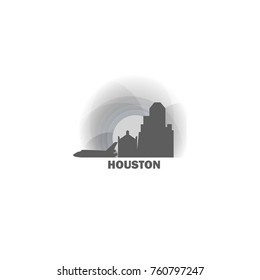 USA United States of America Houston Texas black white sunrise sunset city panorama landscape horizon buildings skyline flat icon logo