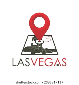 USA United States of America Las Vegas map city pin point geolocation modern skyline illustration. Pointer vector flat logo web icon