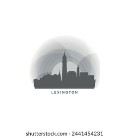 USA United States of America Lexington City modern landscape skyline logo. Panorama vector flat US Kentucky state icon with landmarks, skyscraper, panorama, buildings at sunrise, sunset, night