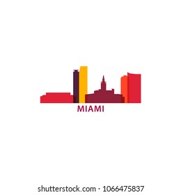 USA United States of America Miami city skyline landscape silhouette vector logo icon. Cool urban horizon illustration concept