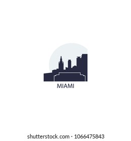 USA United States of America Miami city skyline landscape silhouette vector logo icon. Cool urban horizon illustration concept