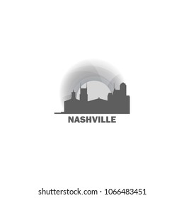 USA United States of America Nashville city skyline landscape night silhouette vector logo icon. Cool urban horizon illustration concept