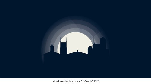 USA United States of America Nashville city skyline landscape night silhouette vector logo icon. Cool urban horizon illustration concept