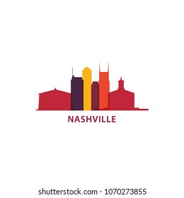 USA United States of America Nashville city skyline landscape silhouette vector logo icon. Cool urban horizon map pin point geolocation illustration concept