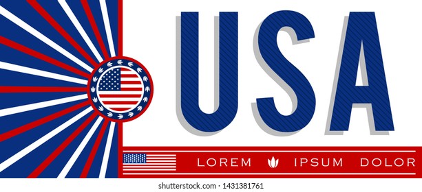 USA United States of America Patriotic Banner design, typographic vector illustration, American Flag colors