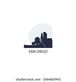 USA United States of America San Diego city skyline landscape silhouette vector logo icon. Cool urban horizon illustration concept