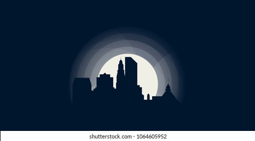 USA United States of America San Diego city skyline landscape silhouette vector logo icon. Cool urban night horizon illustration concept