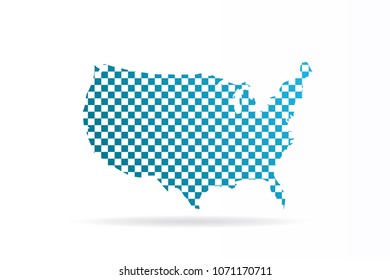 USA United States Chequered Map. Vector Graphic Design